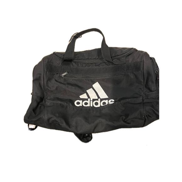 Adidas Defender Medium 20"x12"x10" Black White Duffel Bag - Picture 1 of 6